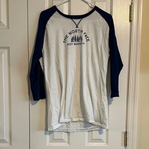 The North Face Navy and White Graphic Raglan Shirt